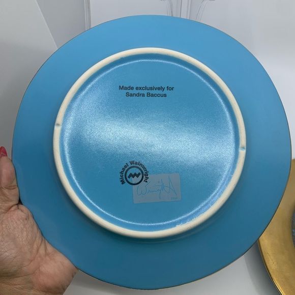 Michael Wainwright Sandra Baccus Gold/Turquoise Salad Plates - Picture 10 of 10